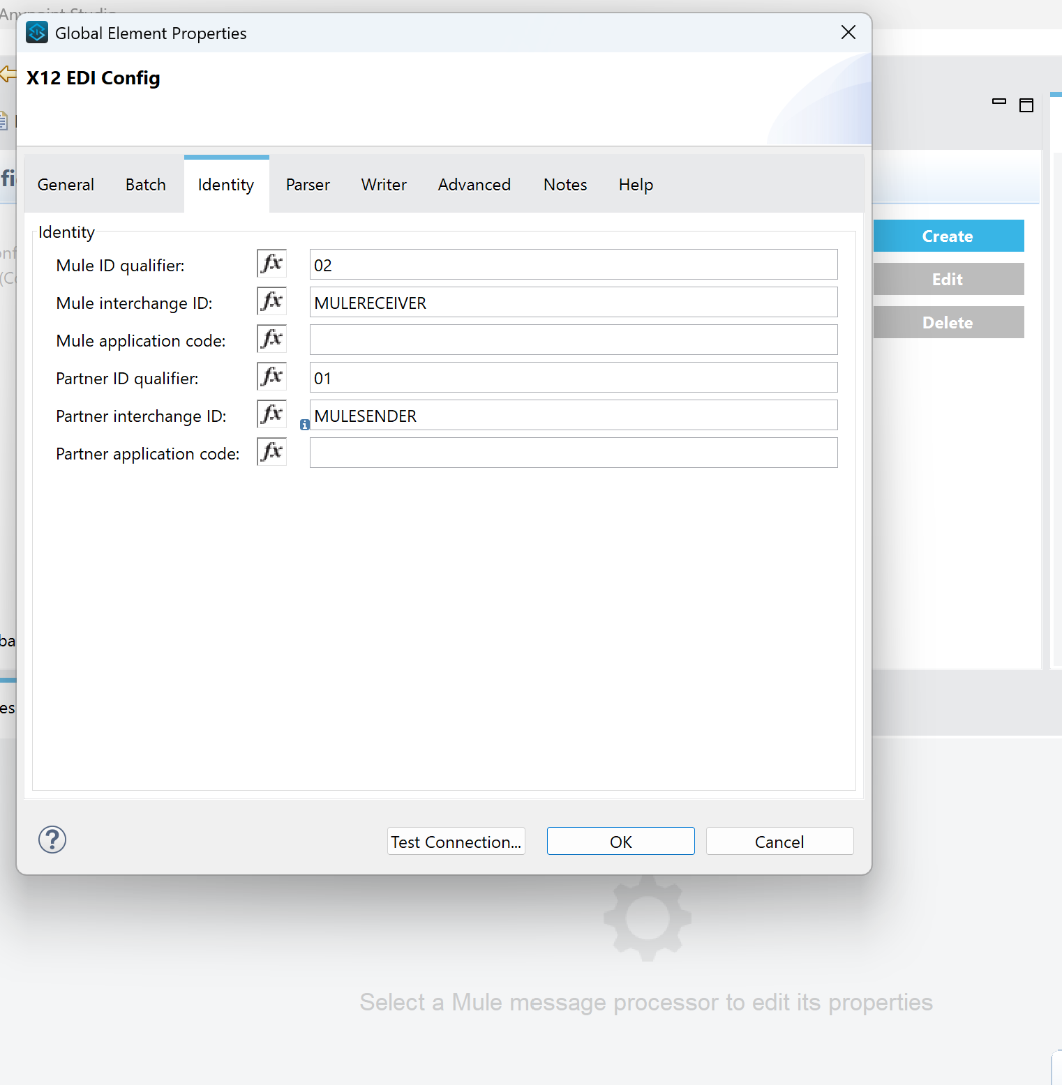Screenshot of Anypoint Studio showing the edix12856read project structure