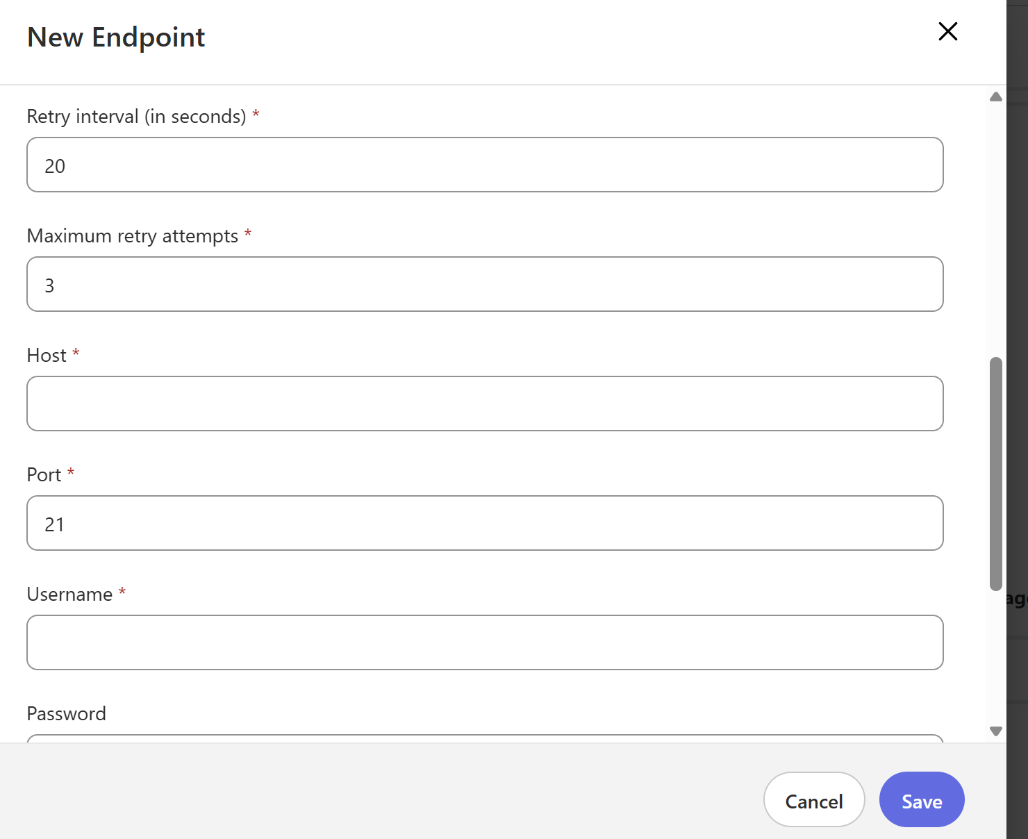 APM Endpoints New Endpoint screenshot