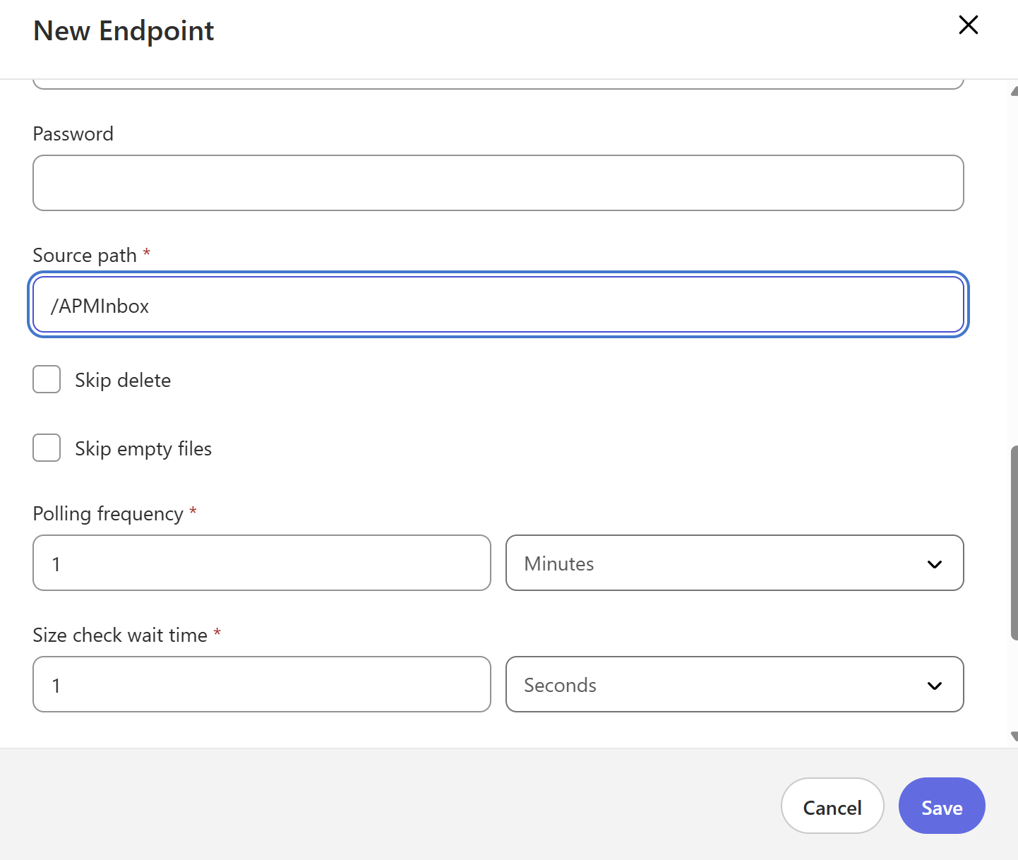 APM Endpoints New Endpoint screenshot